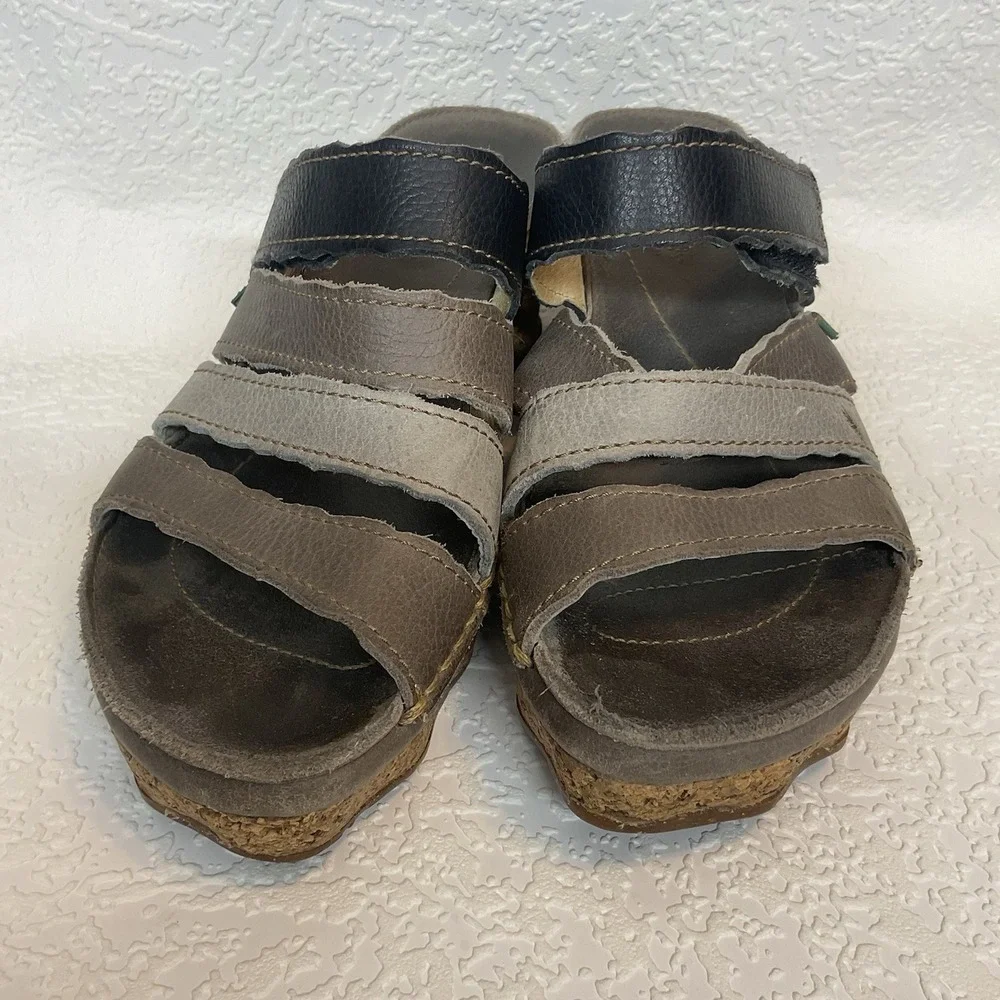 El‎ Naturalista Women's Leather Strappy Slide Sandals Boho Retro 40/9,5